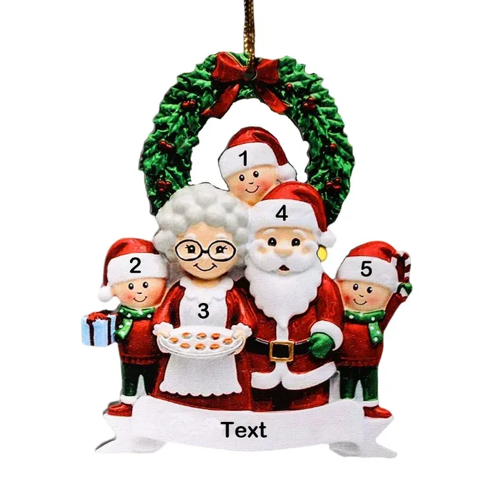 Holz Weihnachtsornament-Personalisierte Text 5 Namen von Großeltern mit Kindern Ornament