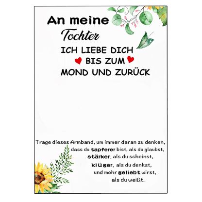 Steinperle Armband-An meine Tochter Ich liebe dich bis zum Mond und zurück-Geschenk mit Nachrichtenkarte