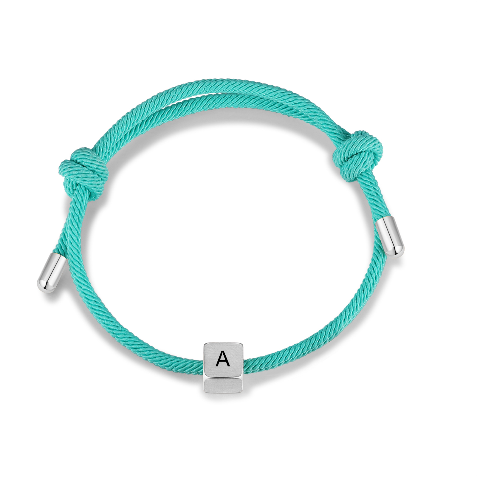 Personalisierter Buchstabe Edelstahl Hellblau Handseil Armband