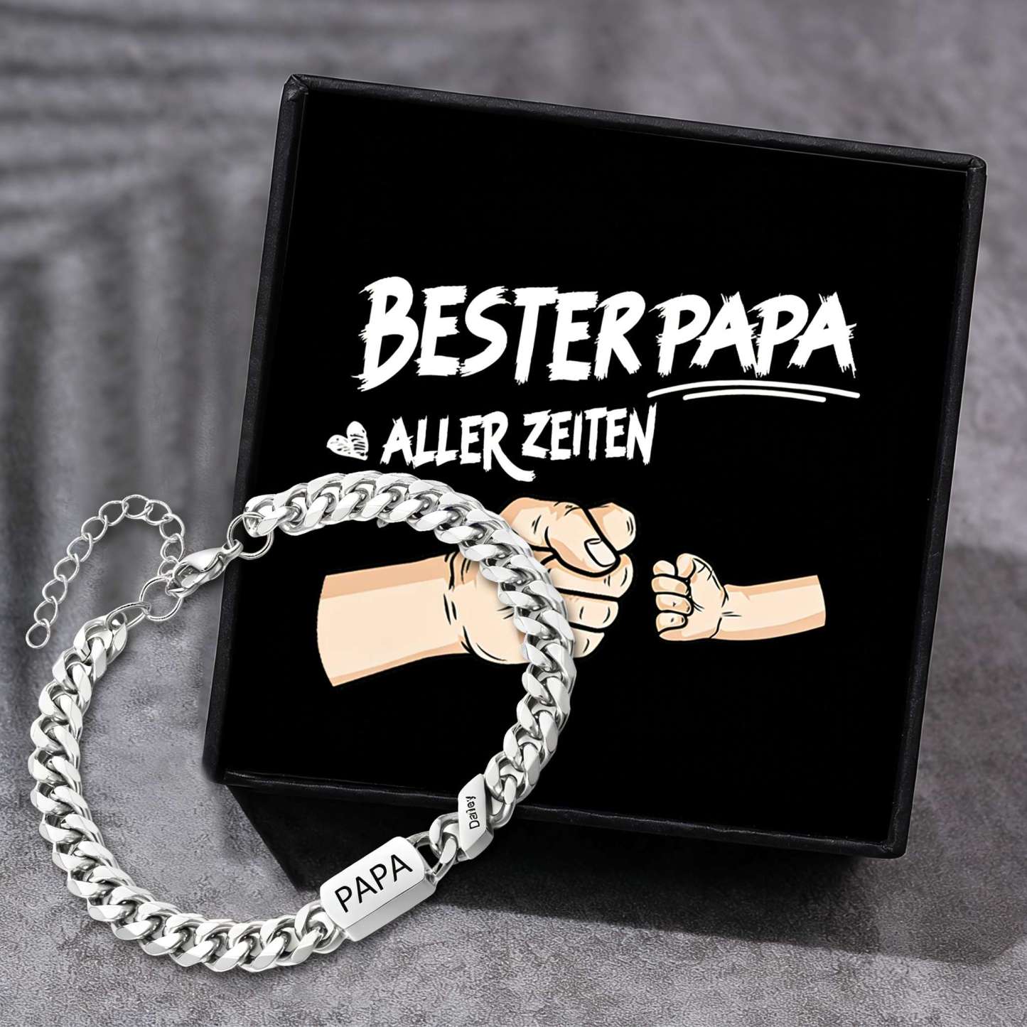 Herren Personalisierte 1-6 Namen Edelstahl Armband mit Text