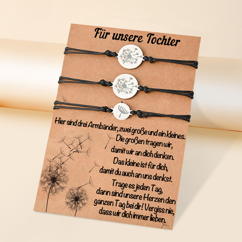 Löwenzahn Armbänder Set-Für unsere Tochter-Geschenk mit Nachrichtenkarte