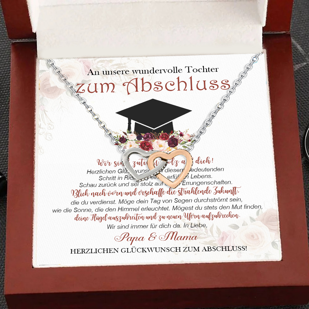 925 Sterling Silber Herz Halskette-An unsere wundervolle Tochter zum Schulabschluss-Geschenk mit Nachrichtenkarte