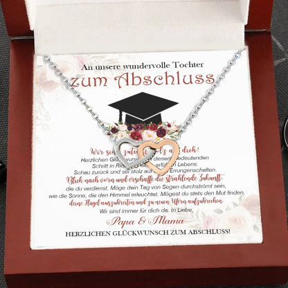 925 Sterling Silber Herz Halskette-An unsere wundervolle Tochter zum Schulabschluss-Geschenk mit Nachrichtenkarte