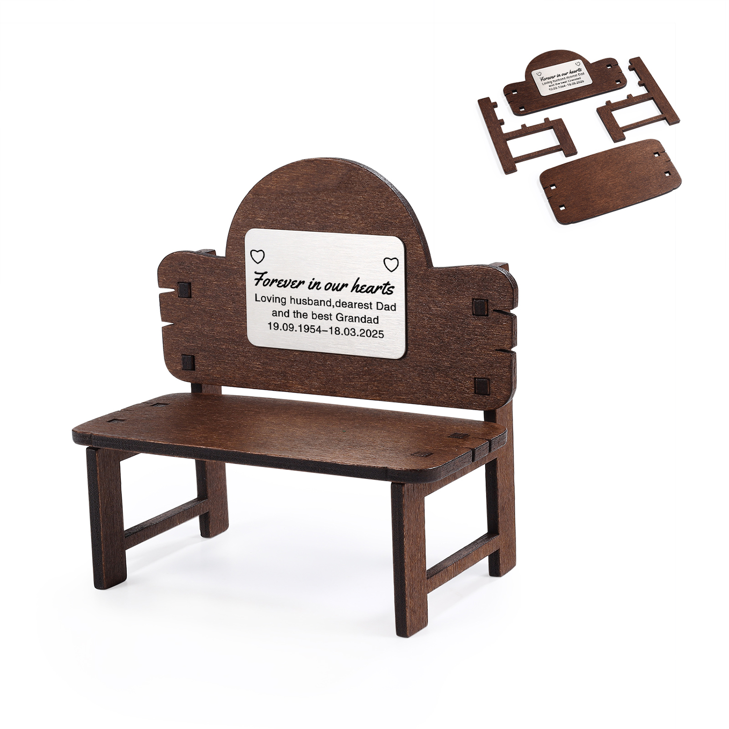 Personalisierte Mini-Holzbank zum Gedenken – individuell – Stuhl „In liebevoller Erinnerung“