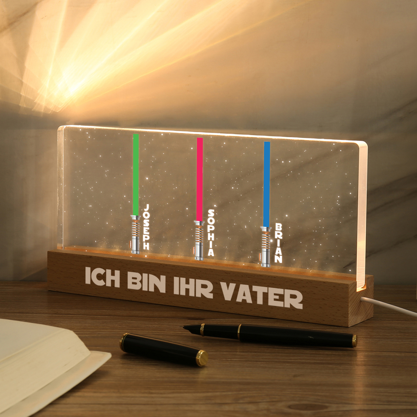 Personalisierbare 3 Namen & Text Krieg der Sterne Acryl Nachtlicht - für Familie