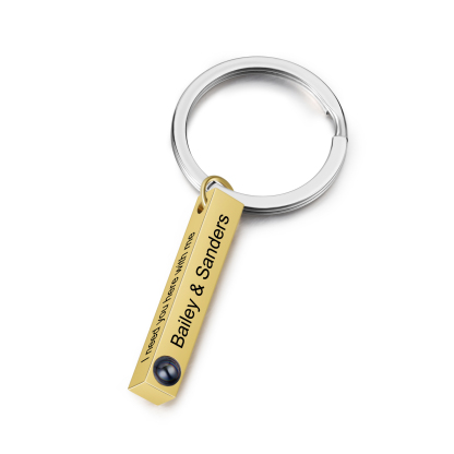 Personalisiertes Foto 4 Texte Projektion Vertikale Bar Schlüsselanhänger