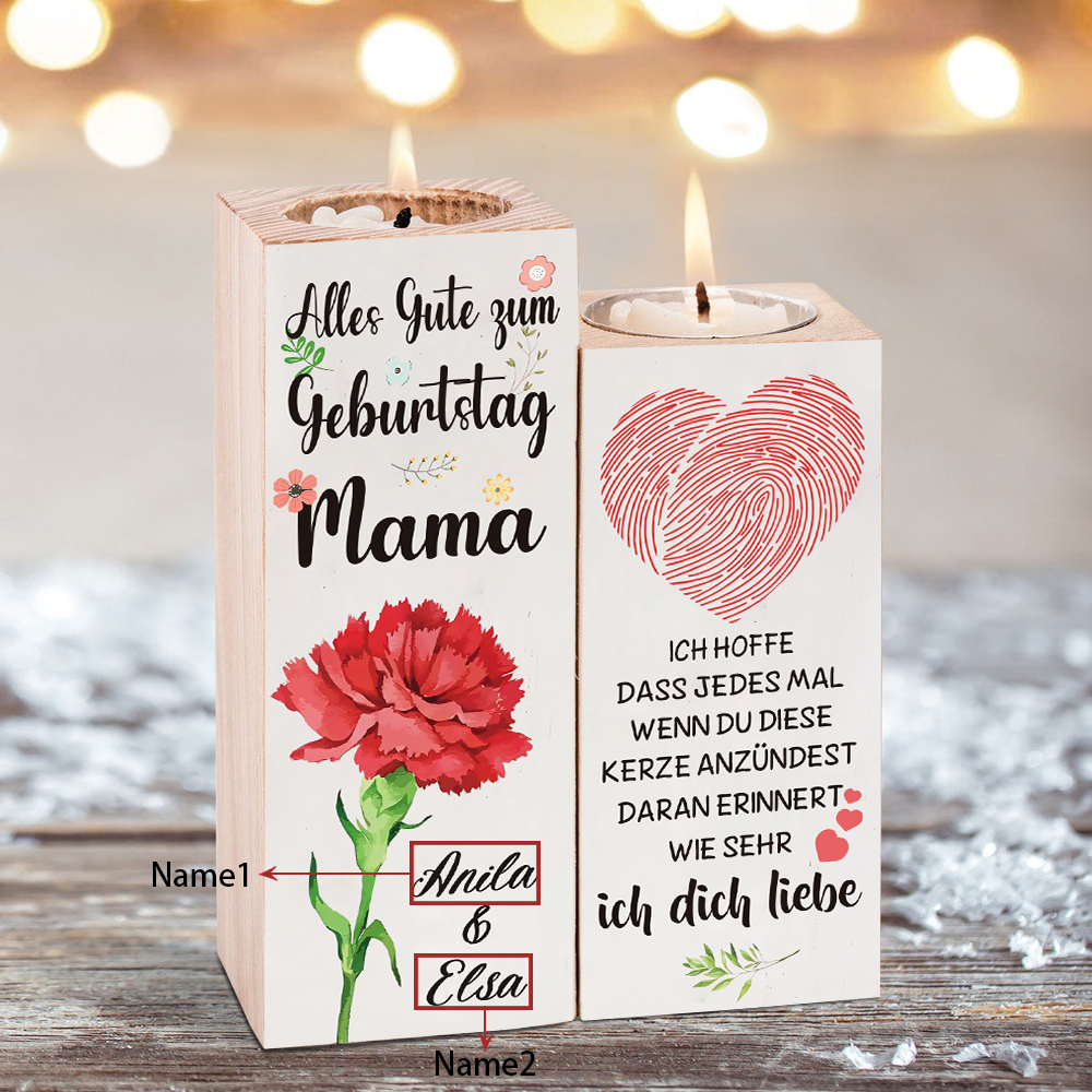 Personalisierte 2 Namen Kerzenhalter-Alles Gute zum Geburtstag, Mama-Geschenk für Mutter
