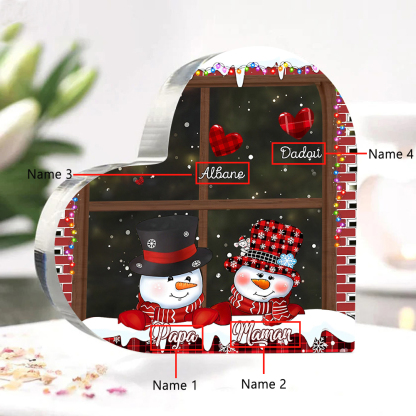 Personalisierte 4 Namen Schneemann Familie Weihnachten Acryl-Deko-Schreibtischdekoration