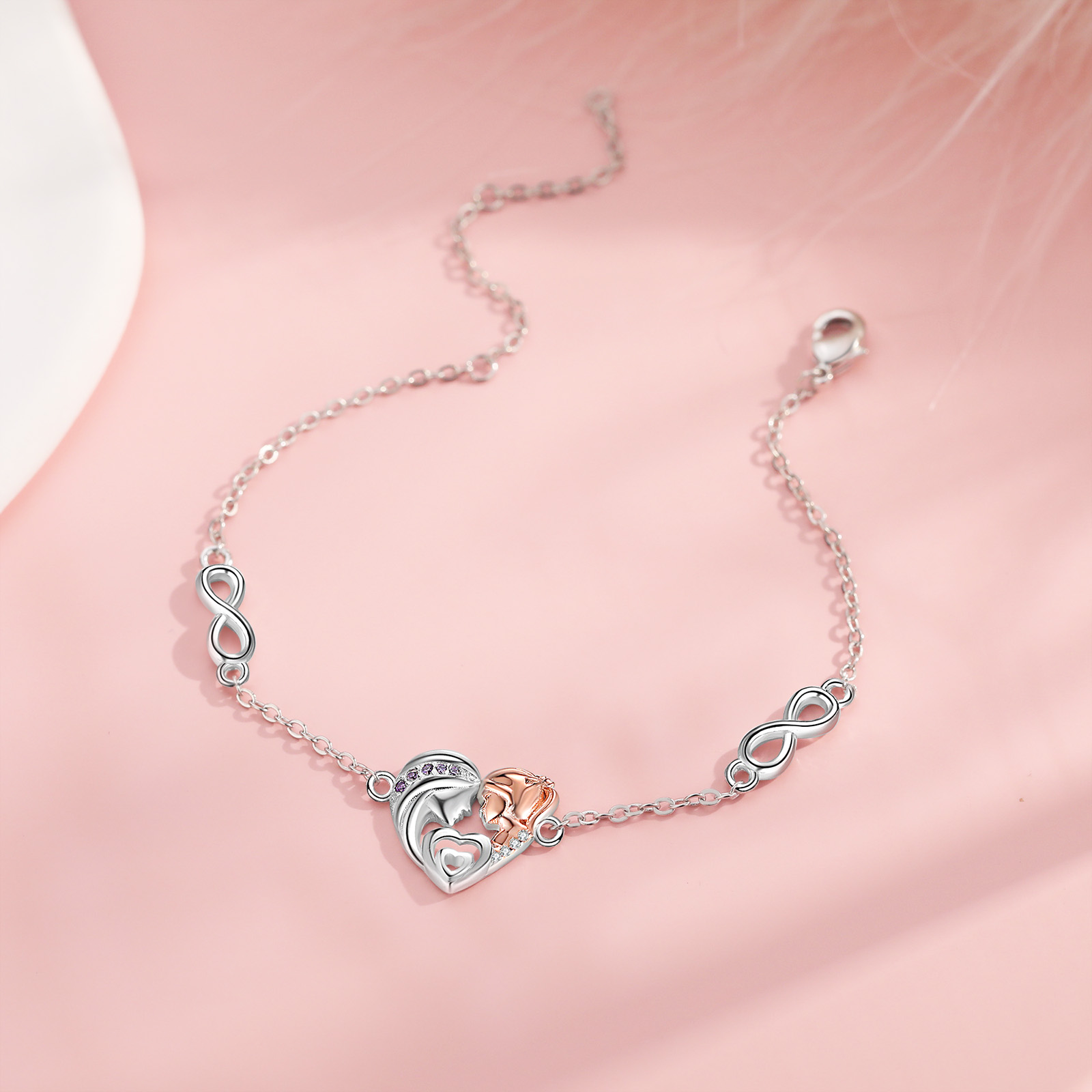 Herz Infinity Armband mit Zirkonia -Tochter ♡ Mutter Geschenk