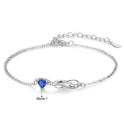 Personalisierte 1 Namen Infinity Armband mit 1 Geburtssteine