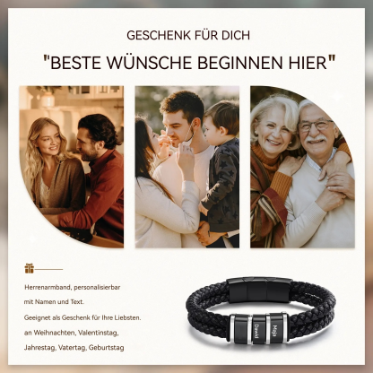 Herren Personalisierte 1-5 Namen Doppellagiges Geflochtenes Leder Armband