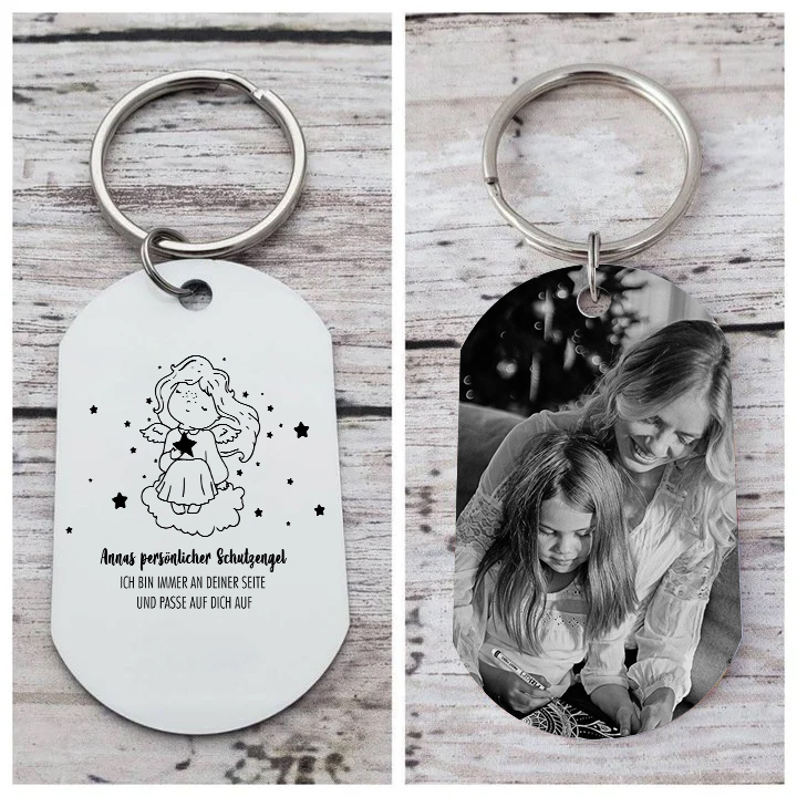 Personalisierbares Foto & Name-Ich bin immer an deiner Seite und passe auf dich auf-Schutzengel Schlüsselanhänger