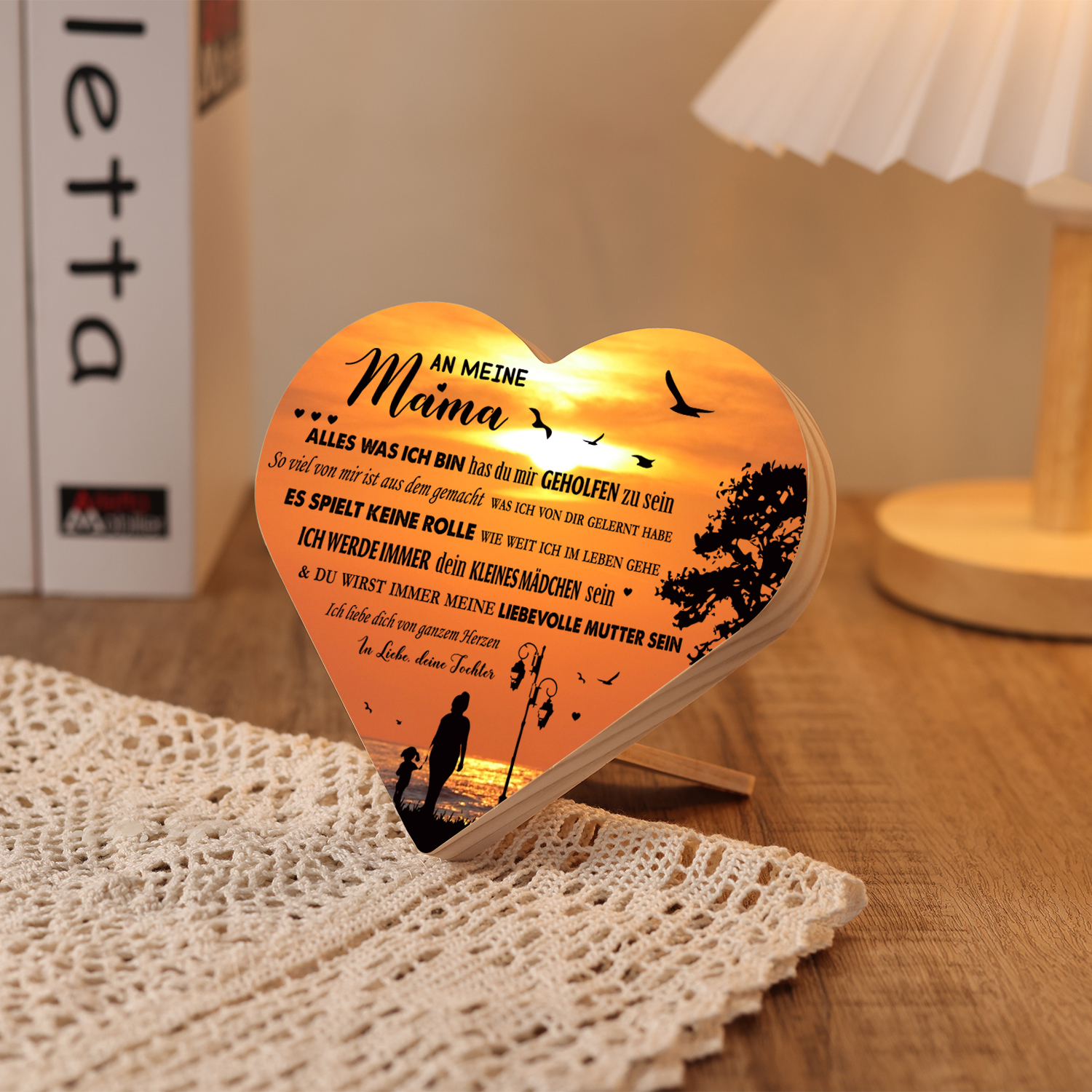 Holz Herzornament Geschenk zum Muttertag-An meine Mutter Ich liebe dich von  ganzem Herzen-Schreibtischdekoration – Kettenmachen, image size:1500x1500