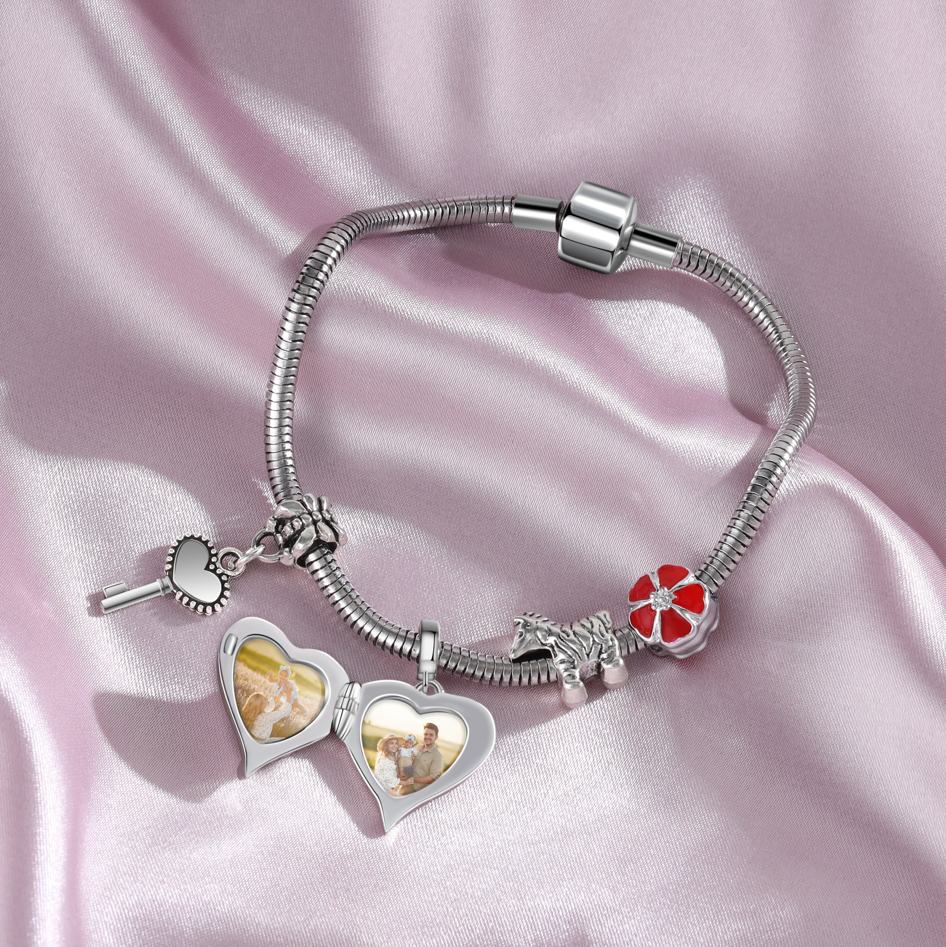 Herz Engelflüge 2 Fotos Charm Clip Bead Anhänger