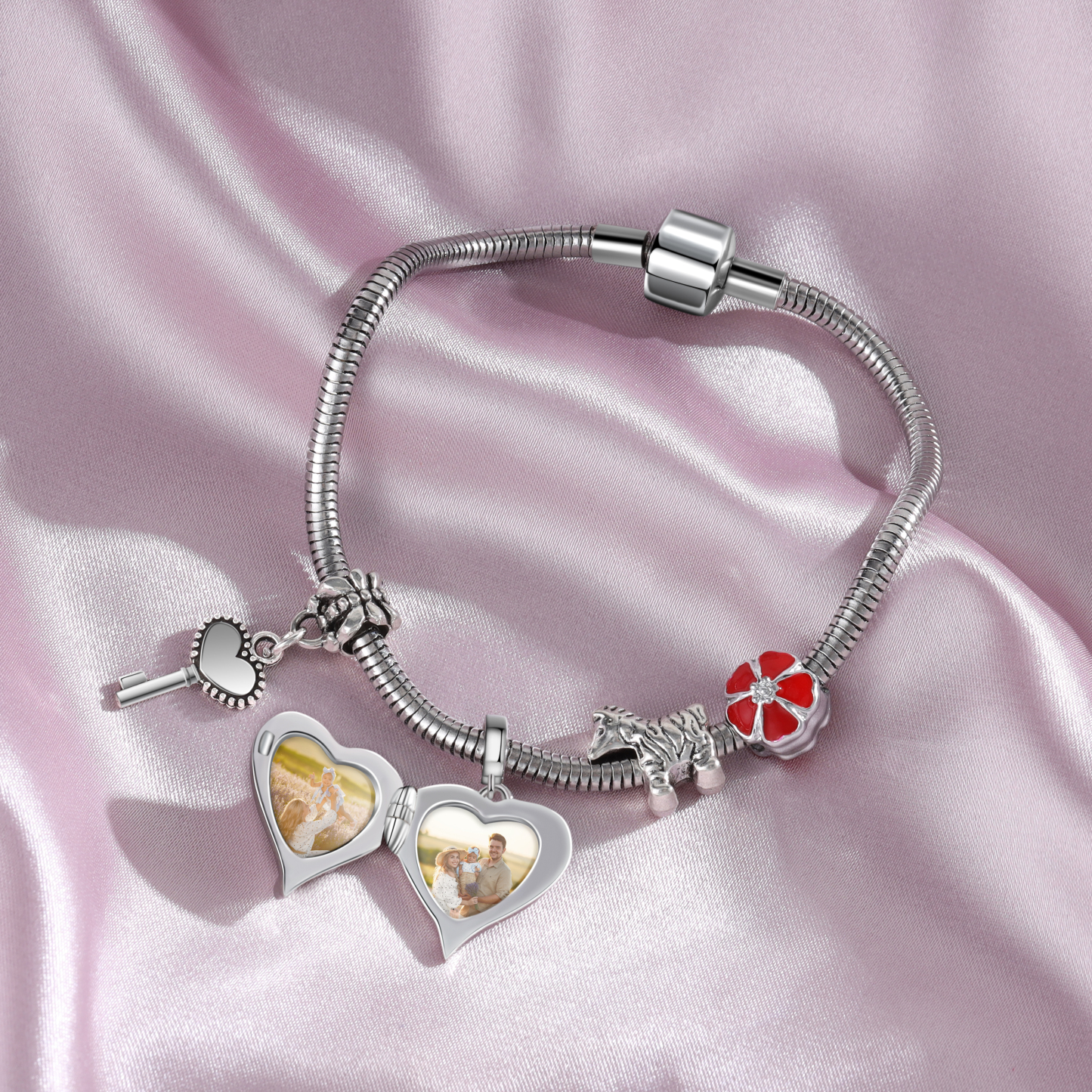 Herz Engelflüge 2 Fotos Charm Clip Bead Anhänger