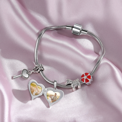 Herz Engelflüge 2 Fotos Charm Clip Bead Anhänger