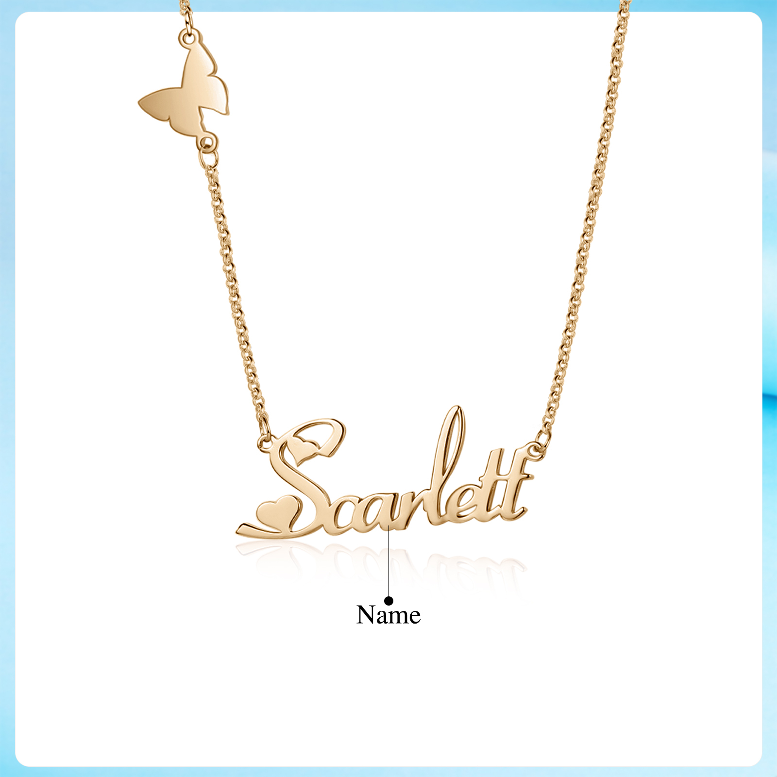 925 Sterling Silber Personalisierbare 1 Namensgravur Halskette Schmetterling