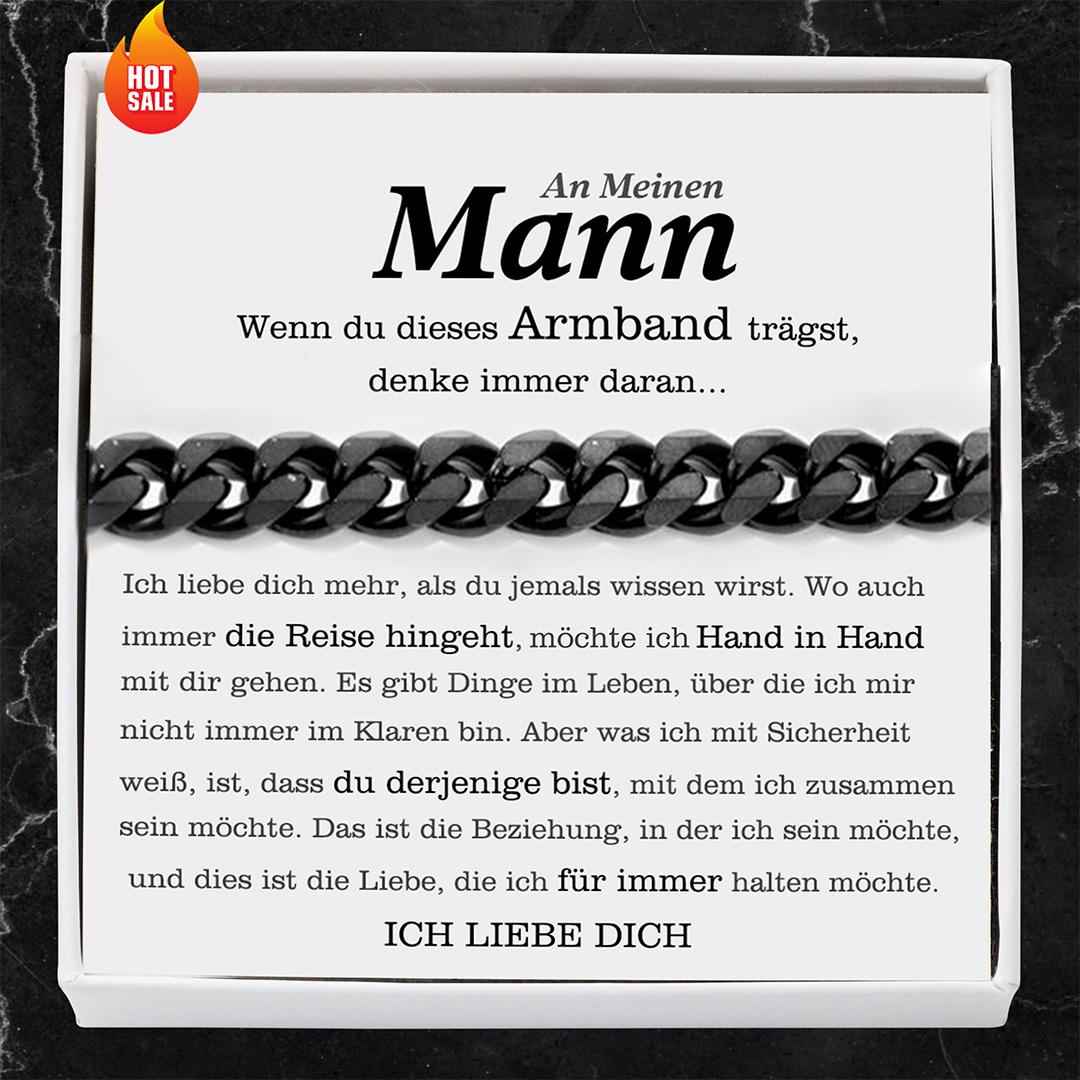 Herren Kubanisches Armband- An Meinen Mann"Das ist die Beziehung, in der ich sein möchte"-Geschenk mit Nachrichtenkarte