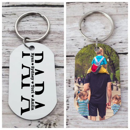 Personalisierbares Foto & 4 Namen Papa Schlüsselanhänger-Geschenk für Vater