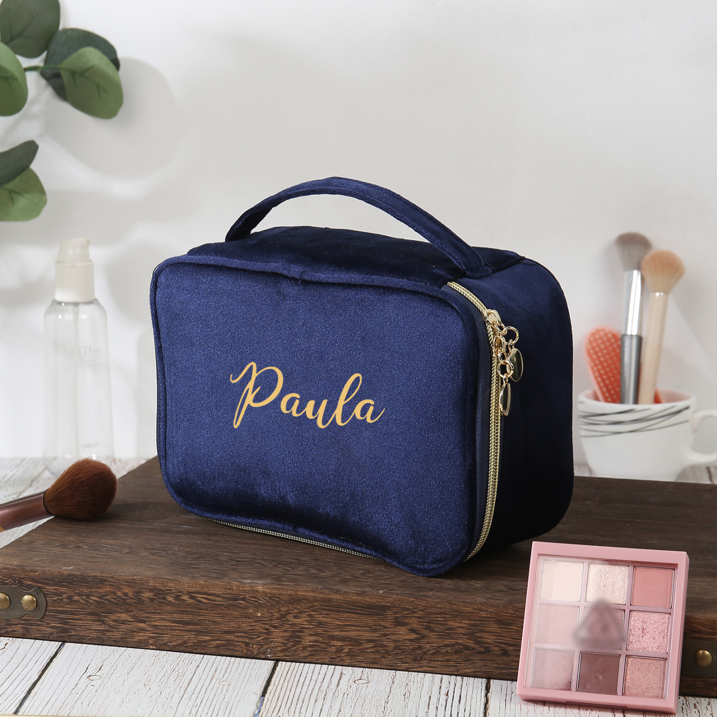 Personalisierter 1 Name Flanell tragbar Schminktasche