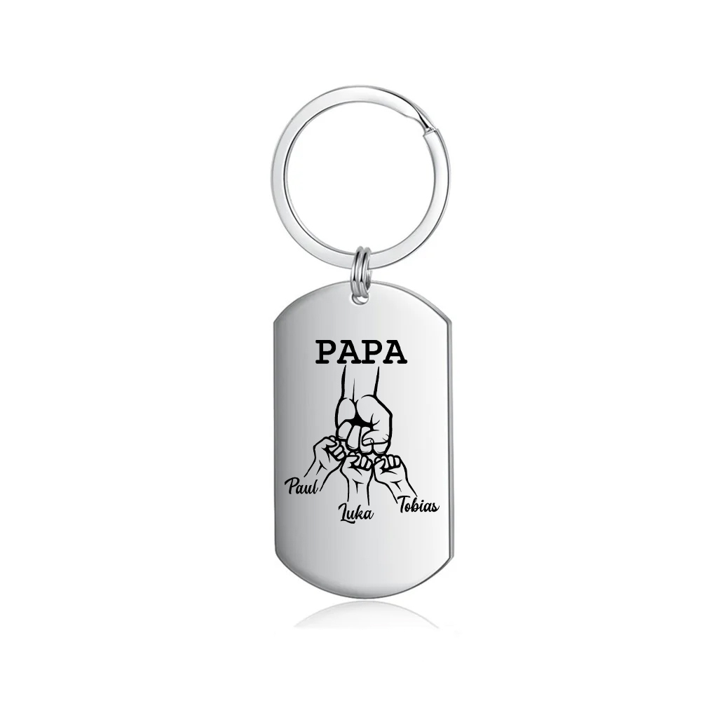 Personalisierbarer 3 Namen Papa/Opa Faust Schlüsselanhänger-Lieber Papa/Opa du hast ja bereits uns-Geschenk für Vater Vatertag