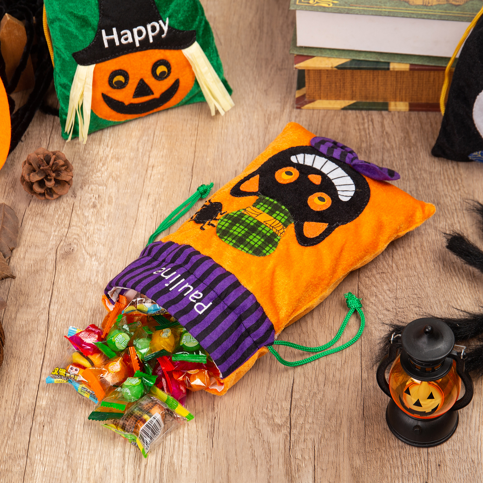 Personalisierter Name Halloween Tasche Süßes Oder Saures Süßigkeiten Tasche 