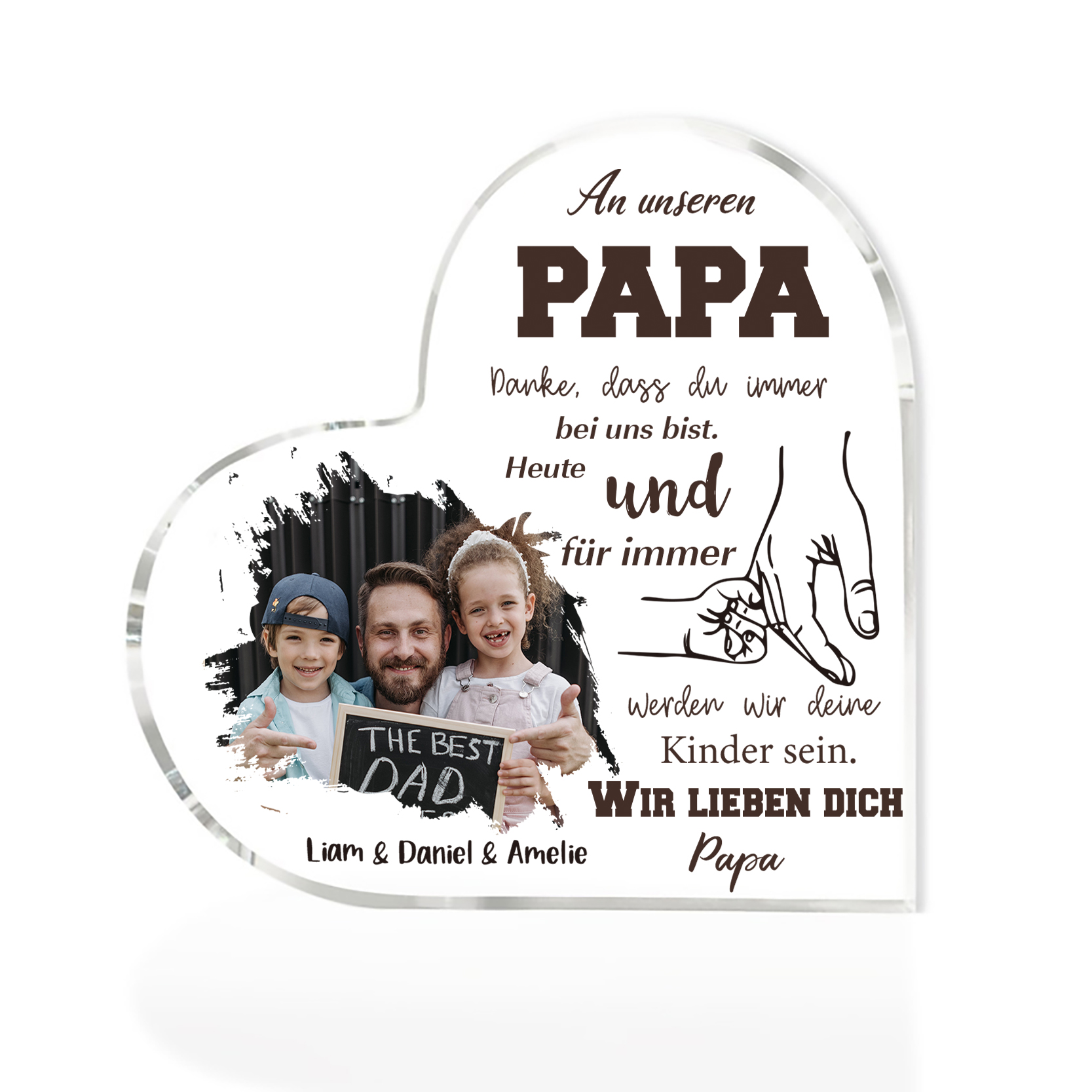 Personalisiertes Foto & Text Acryl-An unseren Papa Danke, dass du immer bei uns bist Schreibtischdekoration für Vater
