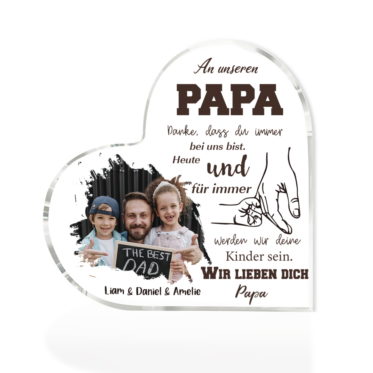 Personalisiertes Foto & Text Acryl-An unseren Papa Danke, dass du immer bei uns bist Schreibtischdekoration für Vater
