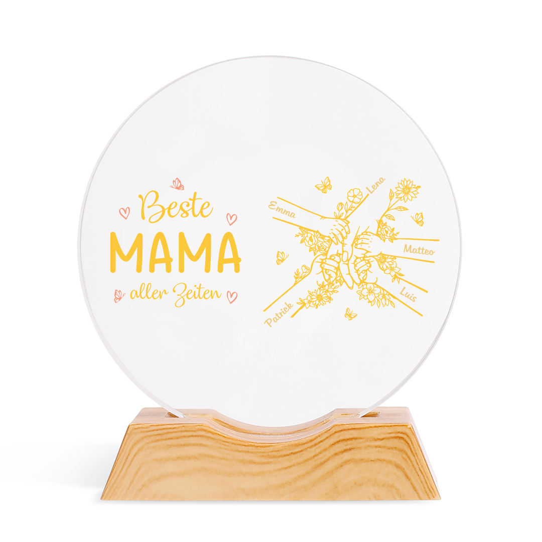 Personalisiertes Kristall-Nachtlicht mit Gravur „Beste Mama aller Zeiten“