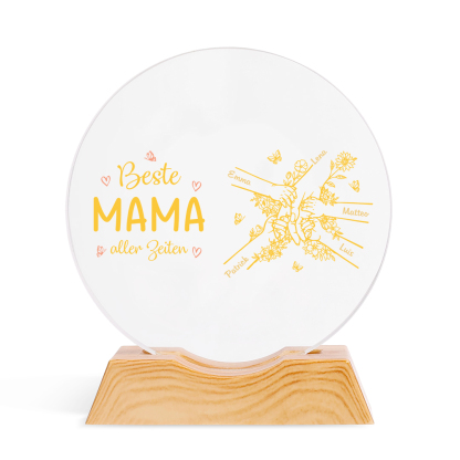 Personalisiertes Kristall-Nachtlicht mit Gravur „Beste Mama aller Zeiten“