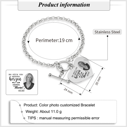 Personalisiertes Erinnerungs-Herzarmband mit Foto
