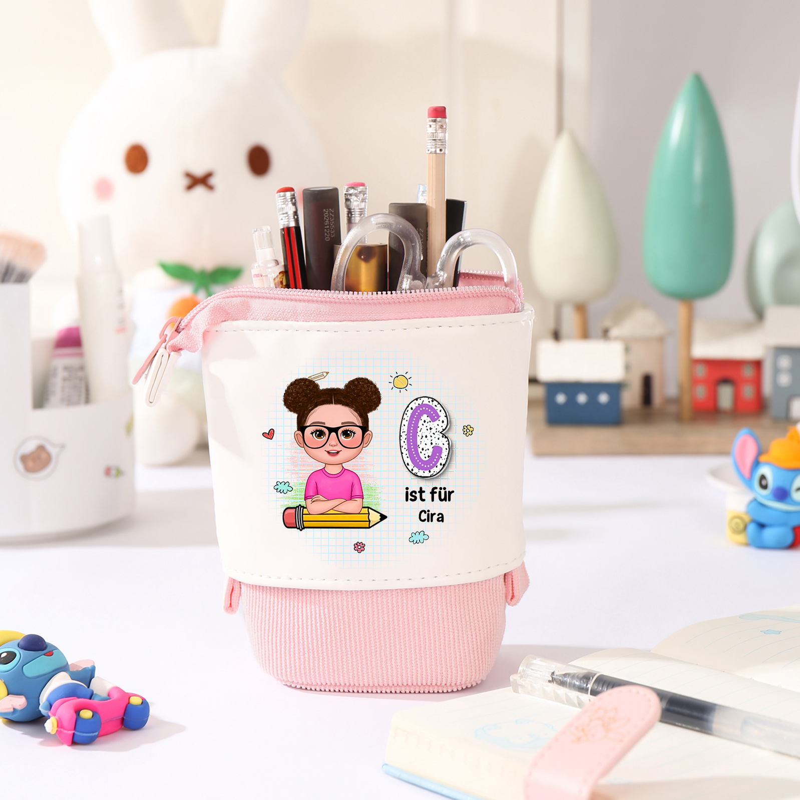 Kettenmachen Personalisierter Name & Buchstabe Leinwand PU-Leder Stifteetui Stifttasche 16.99