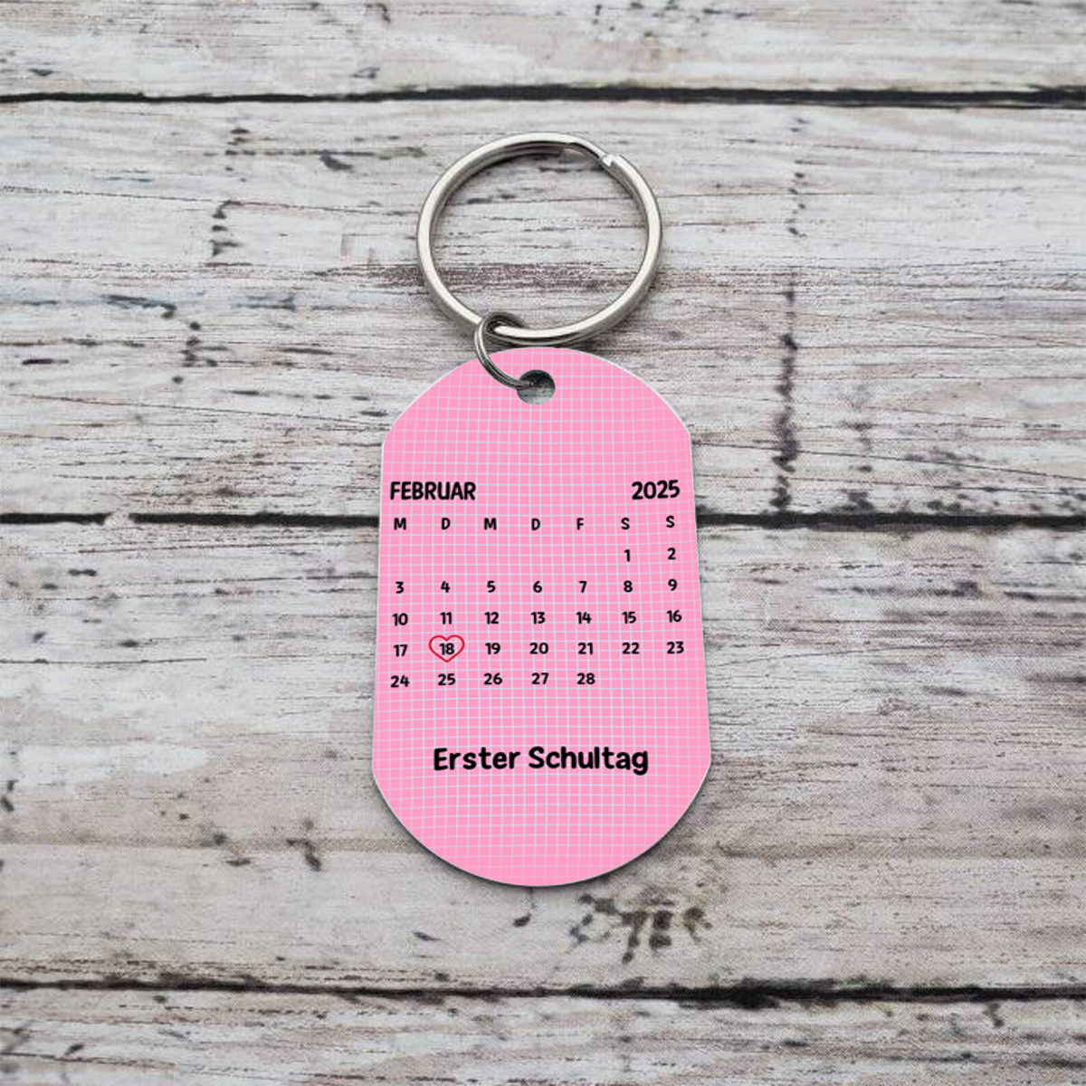Personalisierbare Datum & Muster Schlüsselanhänger-Mein erster Schultag
