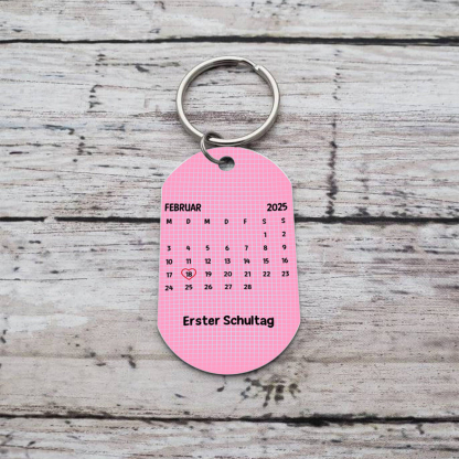 Personalisierbare Datum & Muster Schlüsselanhänger-Mein erster Schultag