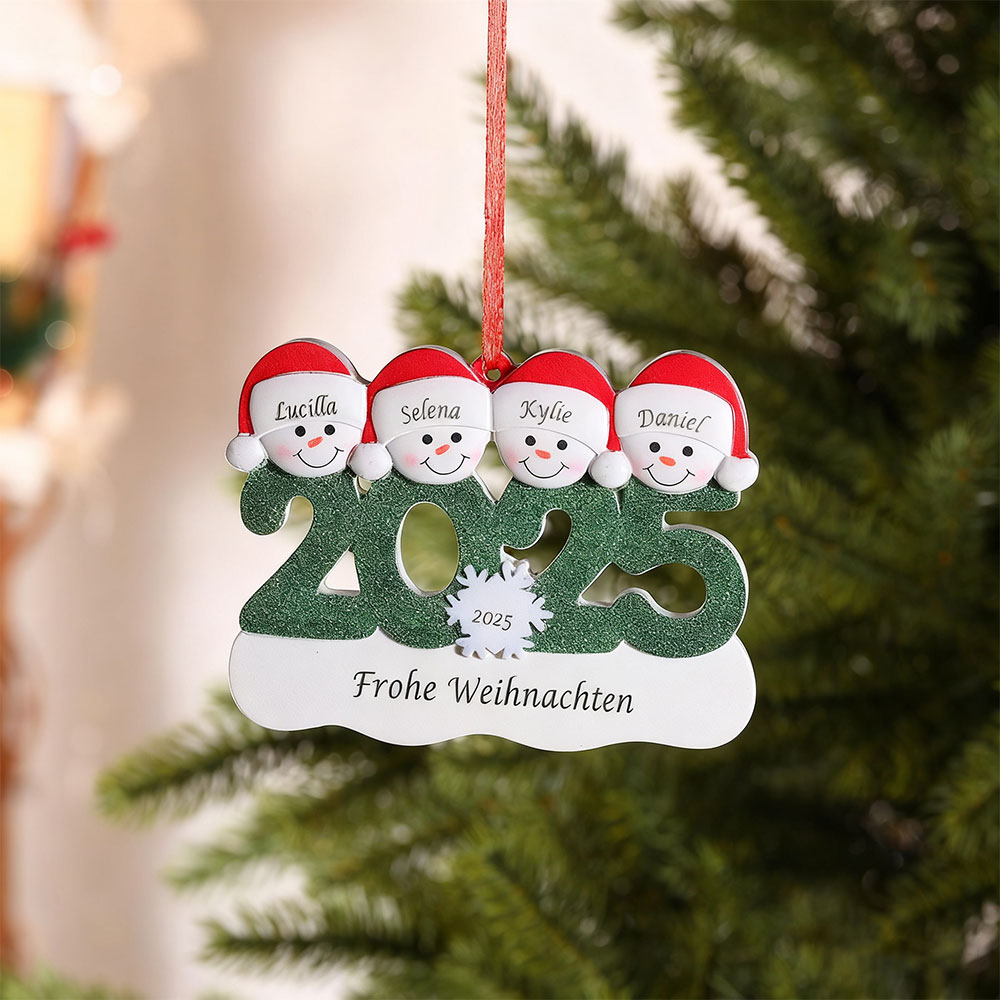 2025 Schneemann Schneeflocke Weihnachtsanhänger personalisierte — "Frohe Weihnachten"