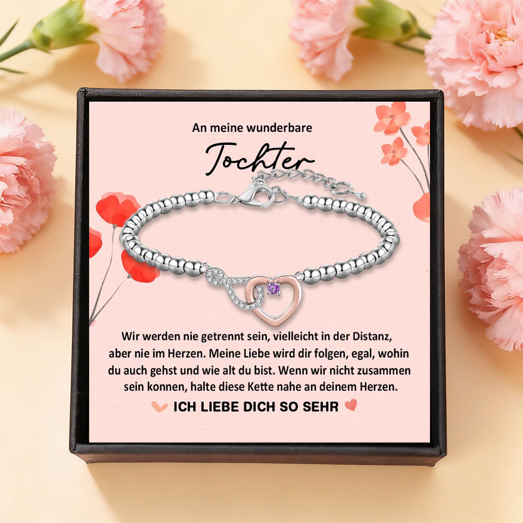 Mutter-Tochter-Unendlichkeitsherz-Geburtsstein-Armband mit individueller Steinauswahl – Bedeutungsvolles Muttertags- oder Geburtstagsgeschenk für Tochter oder Mama | Kettenmachen