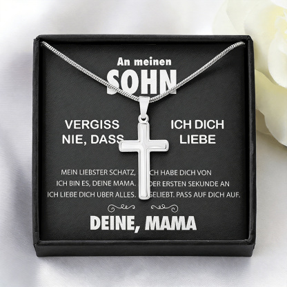 925 Sterling Silber An meine Sohn von Mama Kommunion Kreuz Halskette - Geschenk mit Nachrichtenkarte