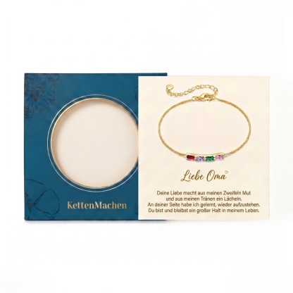 Personalisiertes Silberarmband aus 925 Sterling Silber mit 2 bis 6 Geburtssteinen Geschenk für Mama oder sie
