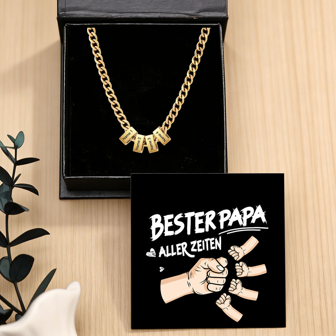 Personalisierte Cuban-Link-Halskette für Herren mit 1–6 Namen