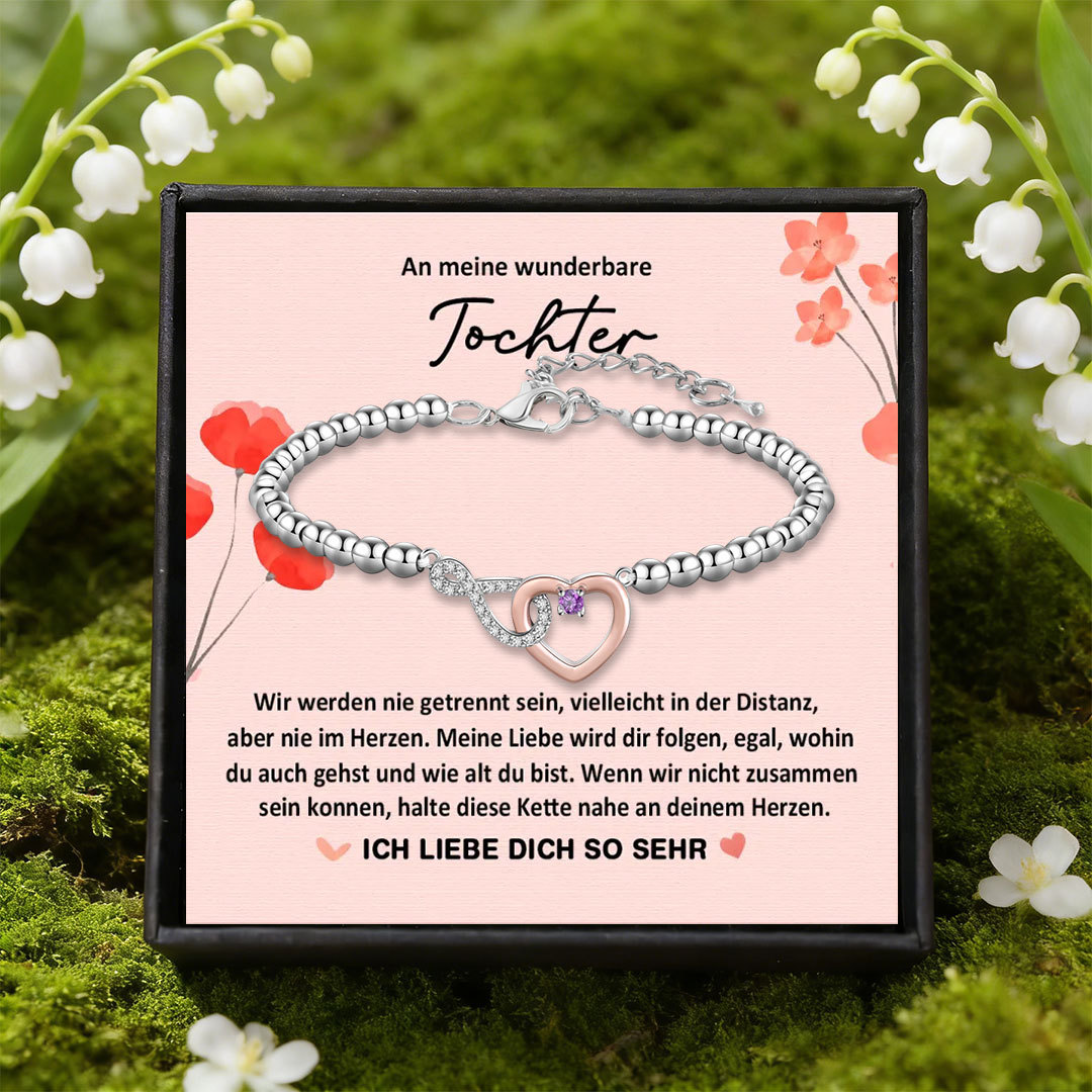 Personalisiertes Unendlichkeit-Herz-Armband-Set mit Geburtssteinen und Perlen für Frauen