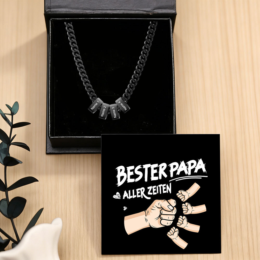 Personalisierte Cuban-Link-Halskette für Herren mit 1–6 Namen