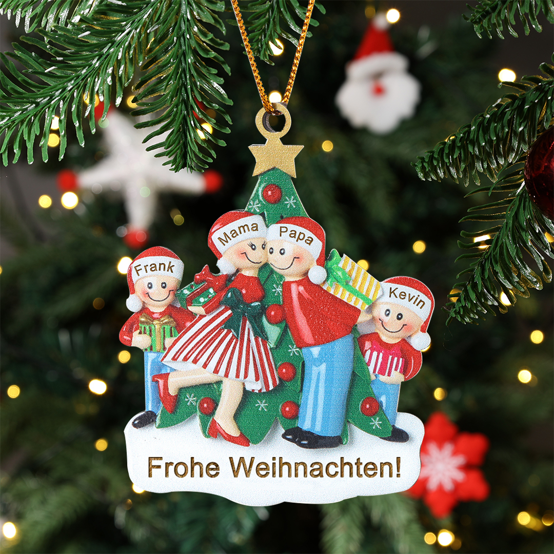 Personalisierte 2-5 Namen & Text Weihnachtsornament Weihnachtsbaum Holz-Anhänger für Familie