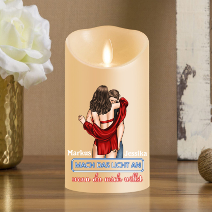 Personalisierte 2 Namen LED-Kerze -Mach das Licht an, wenn du mich willst-  Romantisches Geschenk für Paar