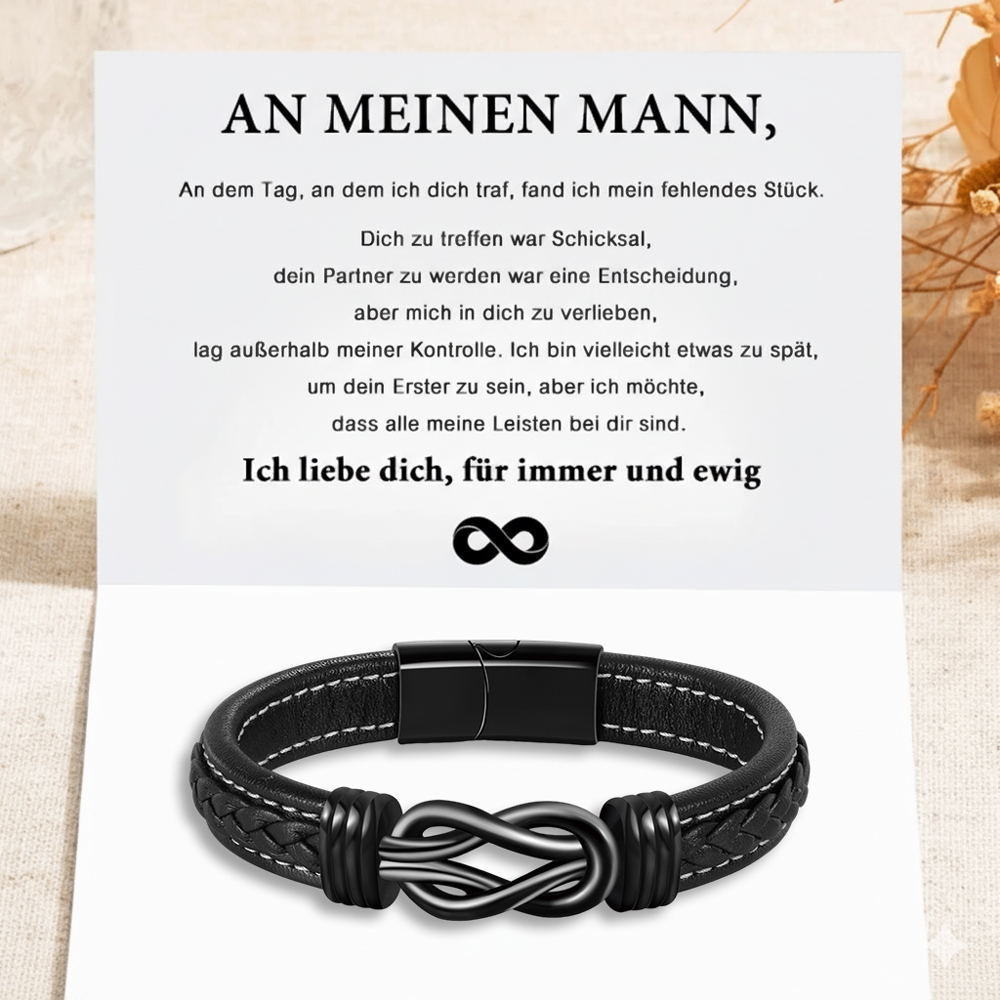 Geflochtenes Herren-Lederarmband mit Gravur und Foto – Geschenk mit Nachrichtenkarte für Mann