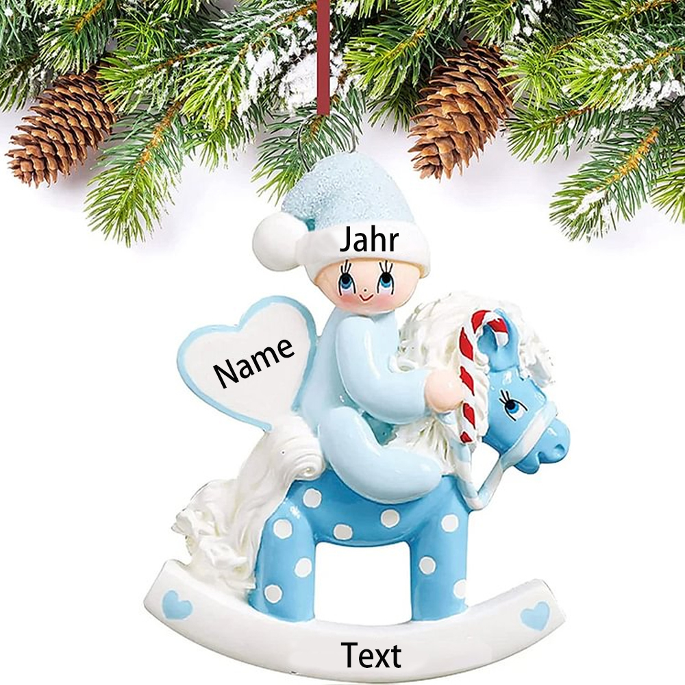 Holz Weihnachtsornament-Personalisierter Name & Text & Jahr Ball Baby Pony Ornament