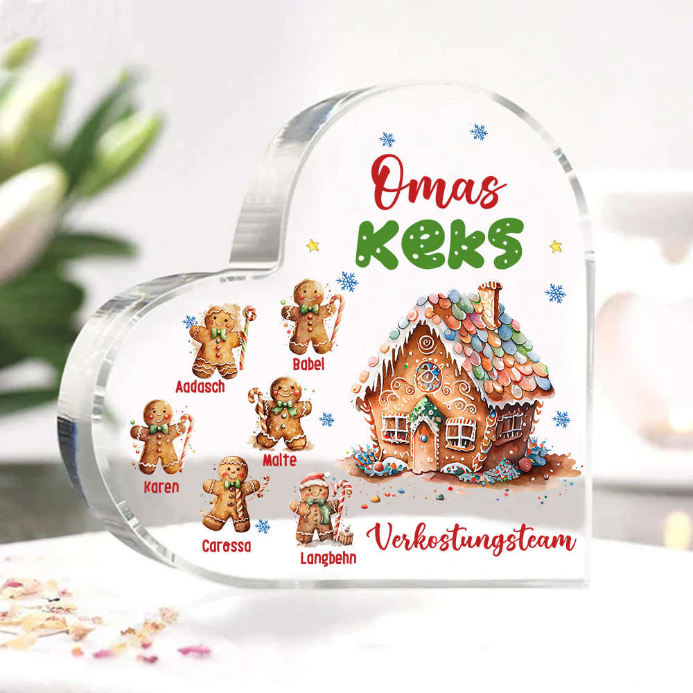 Personalisierte 6 Namen & Text Lebkuchenmann Familie Verkostungsteam Weihnachten Acryl-Deko-Schreibtischdekoration