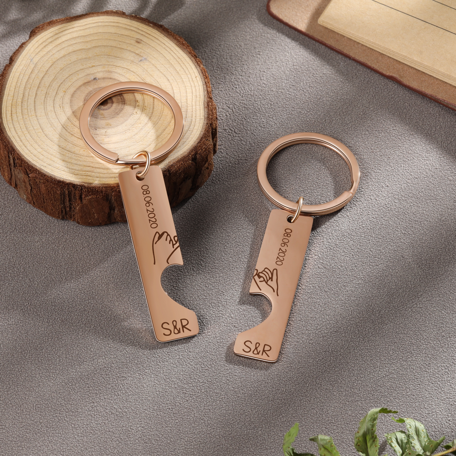 Personalisierte Partner-Schlüsselanhänger mit individueller Gravur im 2er Set - Herz Vereinbarung