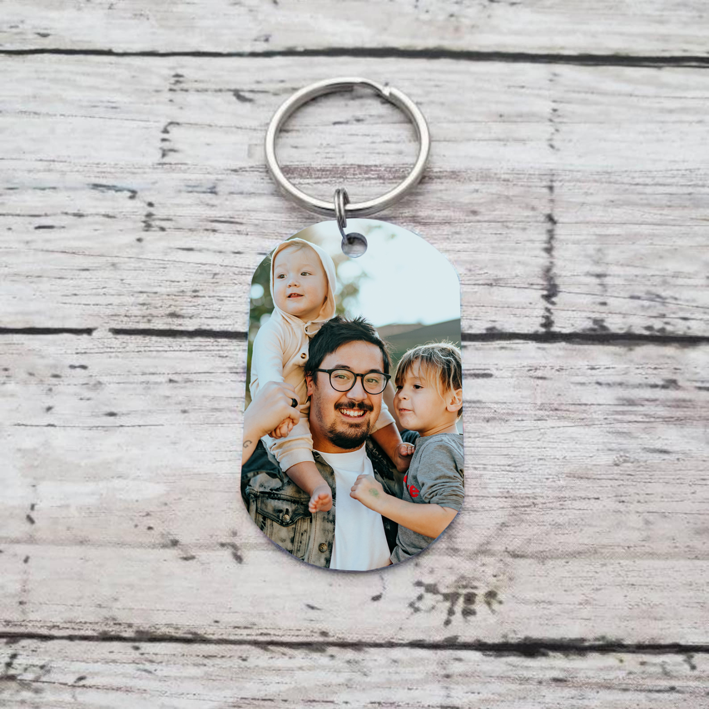 Personalisierbares Foto &  2 Namen Papa Faust Schlüsselanhänger-Geschenk für Vater