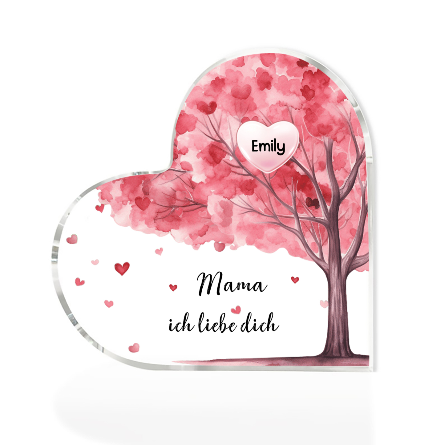Personalisierter 1 Name & Text Rosa Familienbaum Familie Acryl-Deko Schreibtischdekoration für Mutter