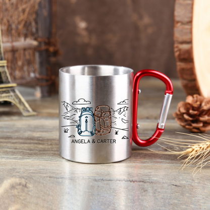 Edelstahl Tasse-Personalisierte 2 Namen Metall Becher-für Paare